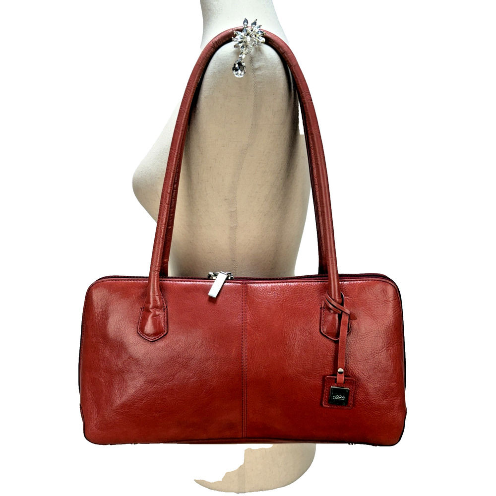 Hobo International Vintage y2k Tomato Red Leather Shoulder‎ Bag Baguette Purse
